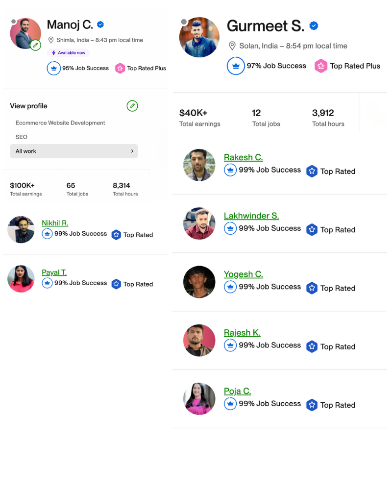 top rated upwork team members