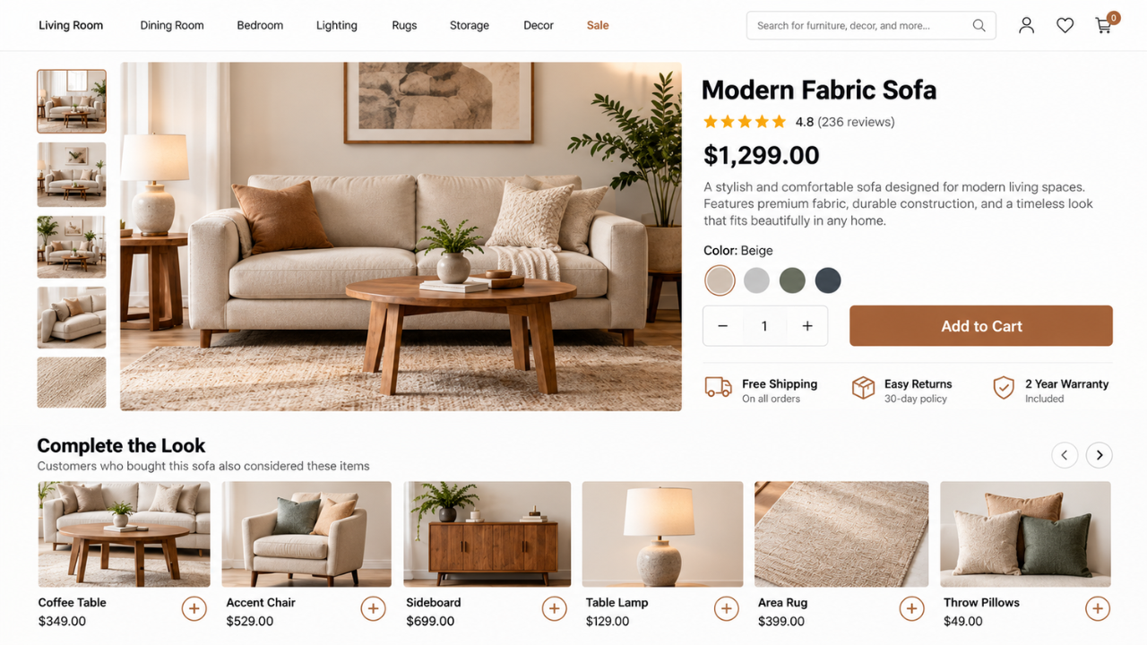 Sofa product page with matching furniture recommendations.image.jpg