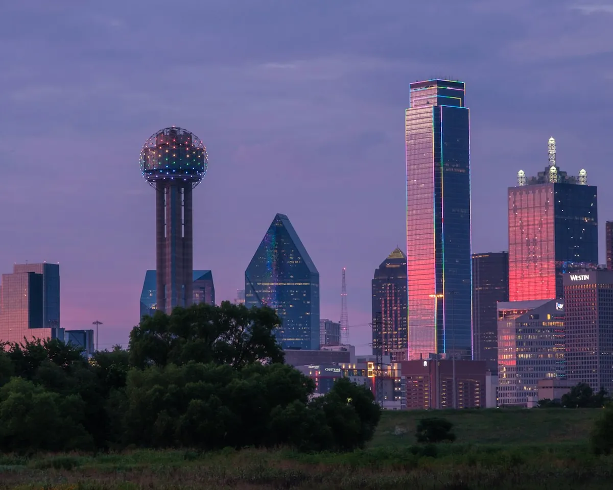 Dallas skyline at sunset